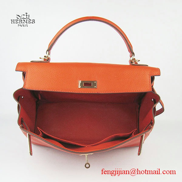 Hermes Kelly 32cm Togo Leather Bag Orange 6108 Gold Hardware Hermes Kelly 32cm Togo Leather Bag Orange 6108 Gold Hardware